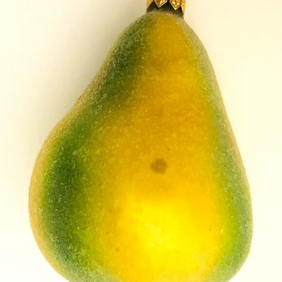Authentic! Rare Christopher Radko PEAR FRUIT Yellow Green Golden Glass Ornament - Picture 8 of 10